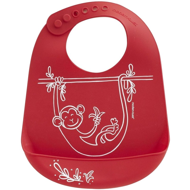 Modern-Twist Bucket Bib – Monkey Business Red