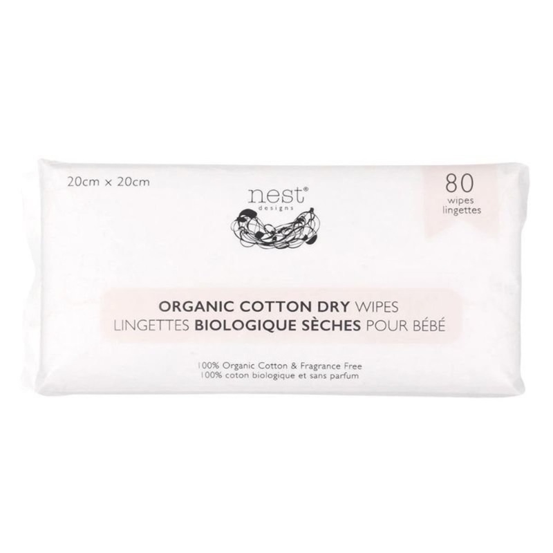 Organic Cotton Dry Baby Wipes – 80 Count