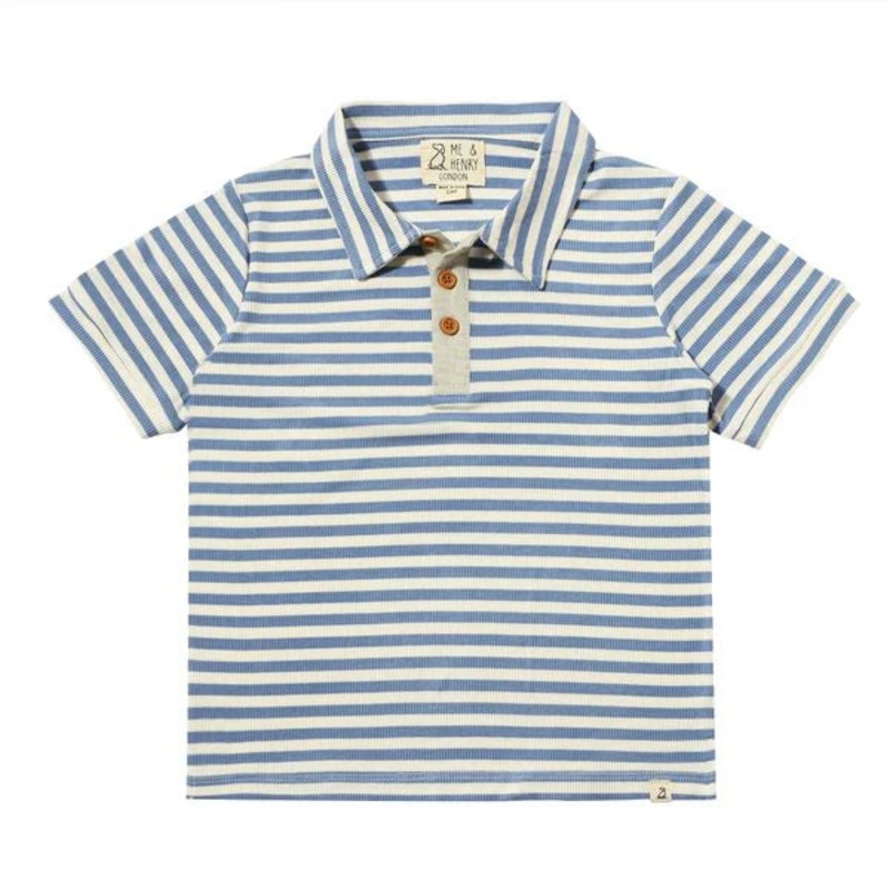 Shipping Polo – Blue  & White Stripe Rib