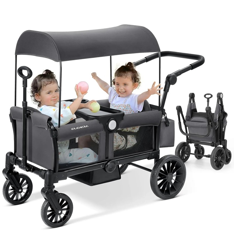 Stroller Wagon, 2 Seat Stroller for 2 Kids –  Gray
