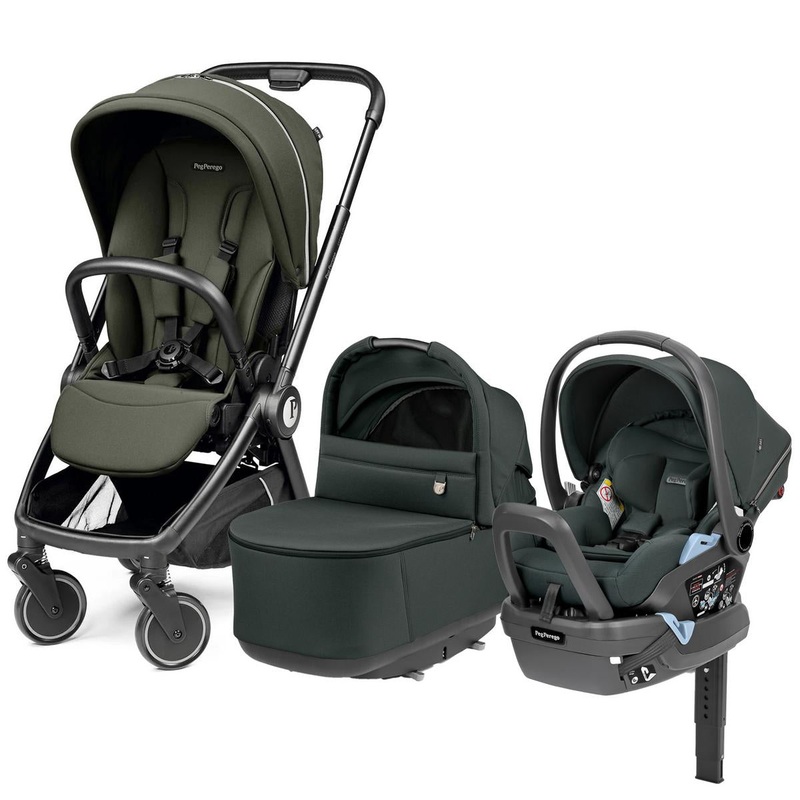 Peg Perego City Loop Stroller + Bassinet +  Primo Viaggio Lounge Travel System Bundle – Black / Metal / Metal