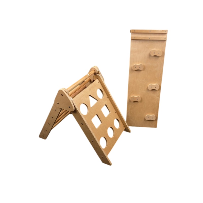Pikler Triangle Climber With Ramp, Natural Wood