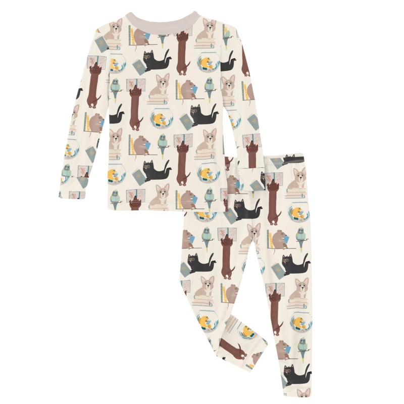 Print Long Sleeve Pajama Set – Natural Books + Pets