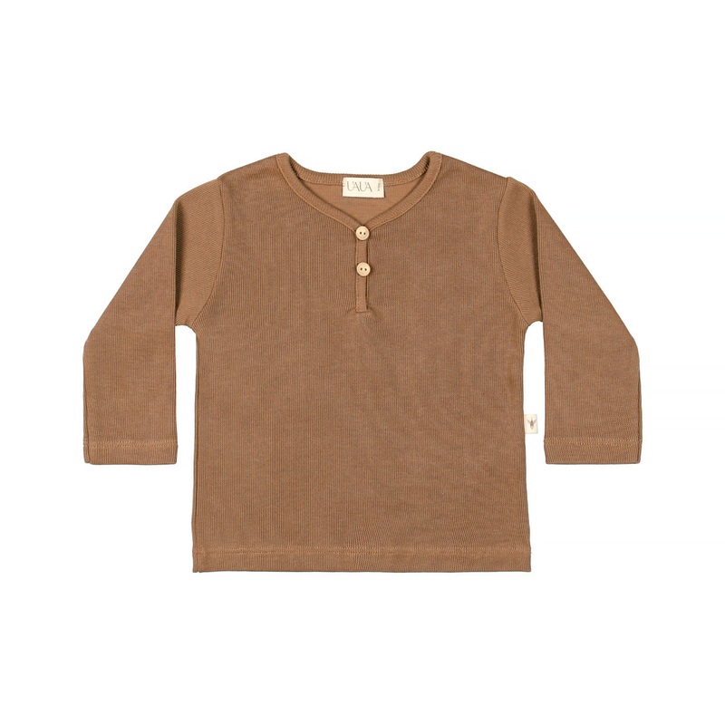 Button T-Shirt Long Sleeves – Chocolate