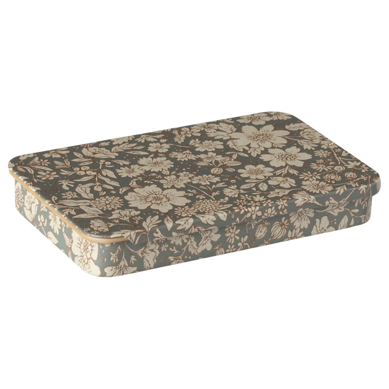 Maileg Metal Box With Sliding Lid – Blossom Blue
