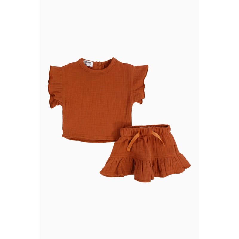 Baby Girls Cotton 2-Piece Outfit Set  Brick