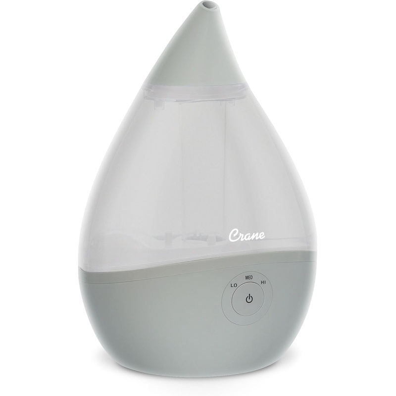 Crane Filter-Free Droplet Cool Mist Humidifier, Grey