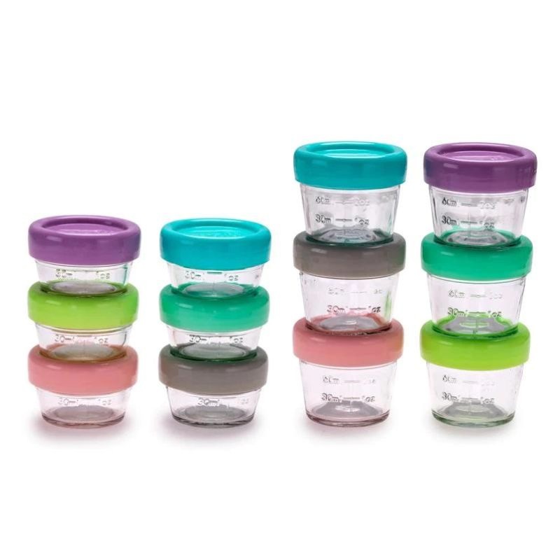 Glass Food Containers 12 Pack Set – 2oz and 4oz