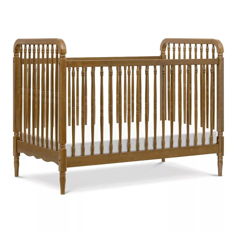 Liberty 3-in-1 Convertible Spindle Crib with Toddler Bed Conversion Kit – Natural Walnut