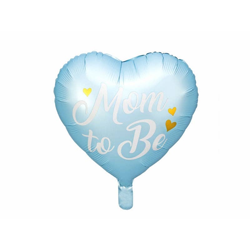 Mom to Be Heart Foil Balloon – Pink  or Blue with Gold Metallic Print | 14 Inches