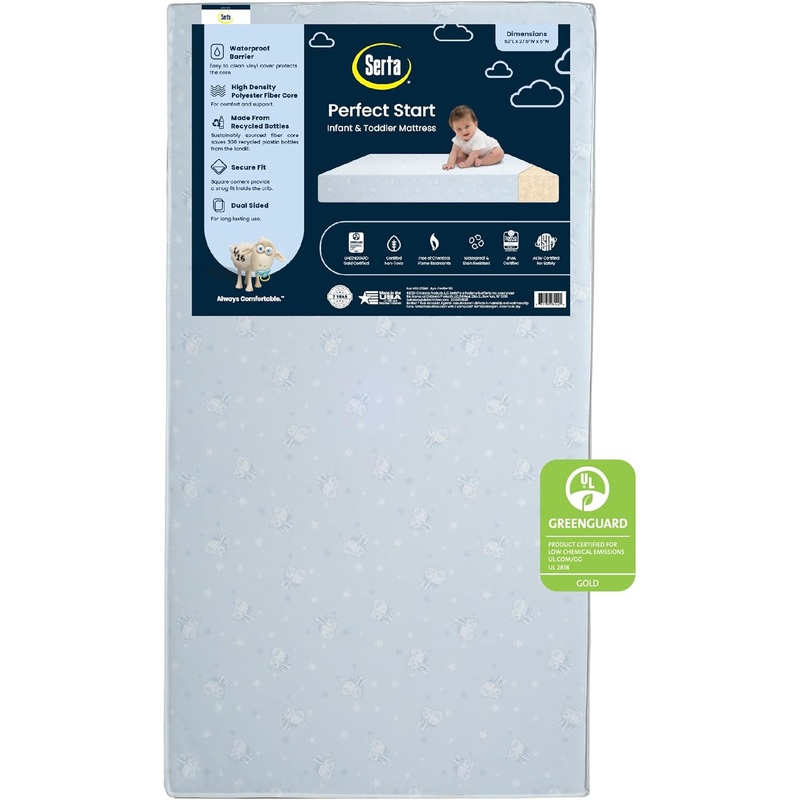 Perfect Start Dual Sided Baby Crib Mattress & Toddler Mattress – Waterproof – 6″