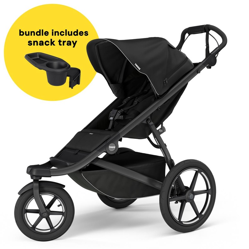 Thule Urban Glide 3 Single Jogging Stroller + Snack Tray Bundle – Black