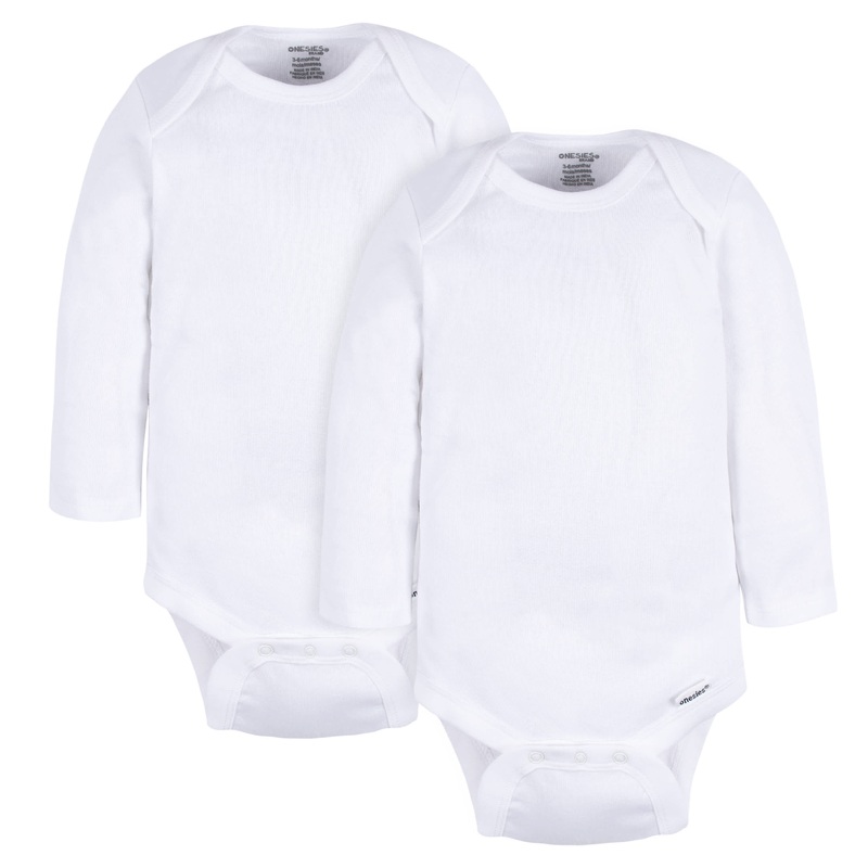 2-Pack Baby Neutral White Long Sleeve Onesies Bodysuits