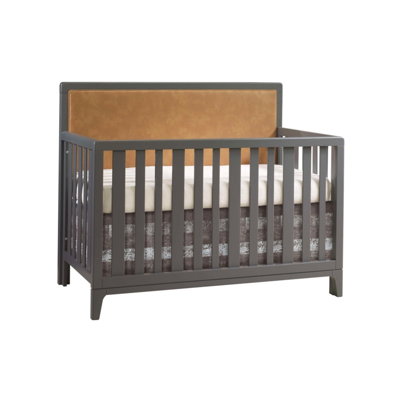 Kyoto Crib with Upholstered Panel – Caramel