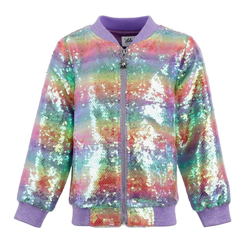 Rainbow Sequin Stripe Bomber