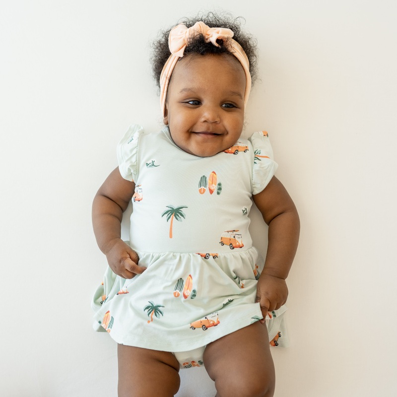 Twirl Bodysuit Dress in Dew Surf