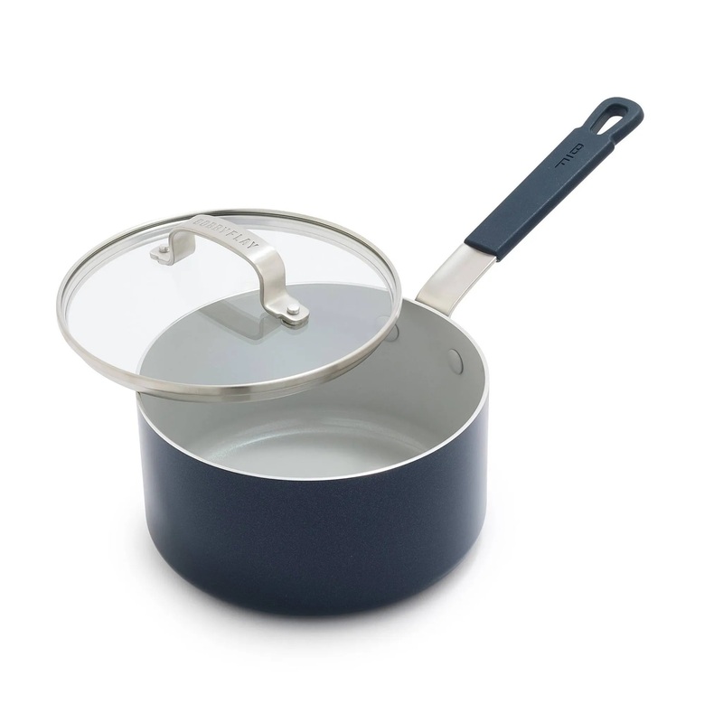 2.54qt Ceramic Nonstick Aluminum Sauce Pan With Lid