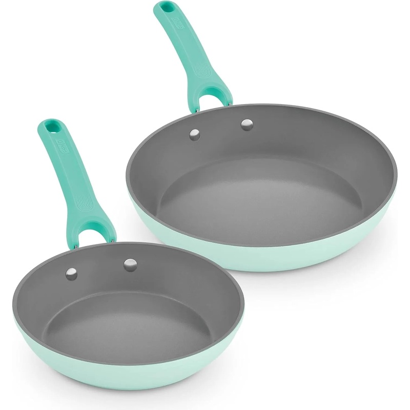 8″ & 10″ Dream Green Nonstick Aluminum FryPan Set- Aqua