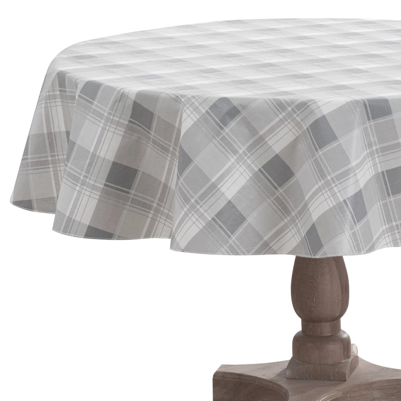 Cannon 70″ Homestead Plaid Round Tablecloth Gray