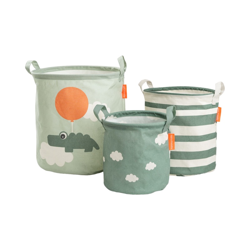 Done By Deer – Happy Clouds Storage Basket Set | Green | Pack of 3