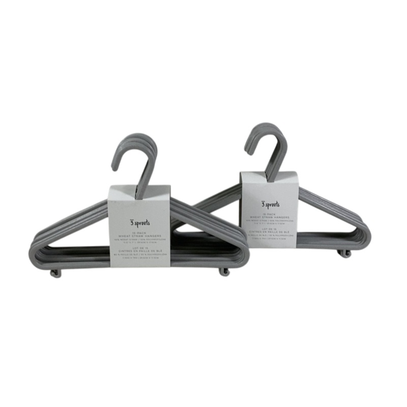 3 Sprouts 30 Pack Wheat Straw Hangers, Gray