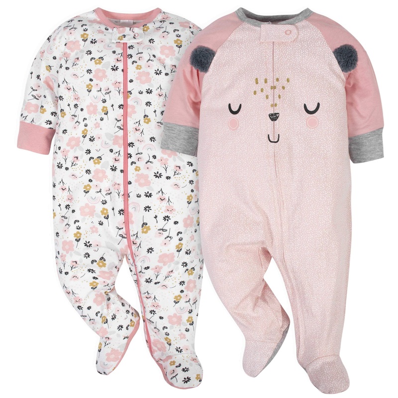 Gerber 2-Pack Baby Girls Bear Sleep N’ Plays