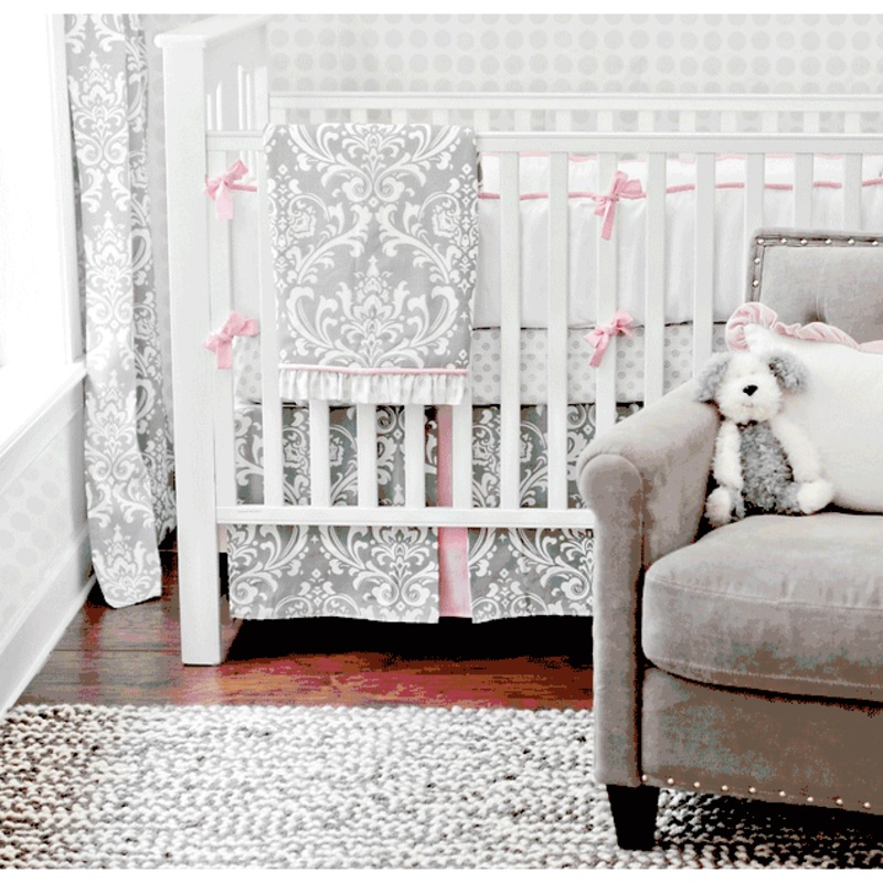 New Arrivals Stella Gray 3 Piece Baby Crib Bedding Set