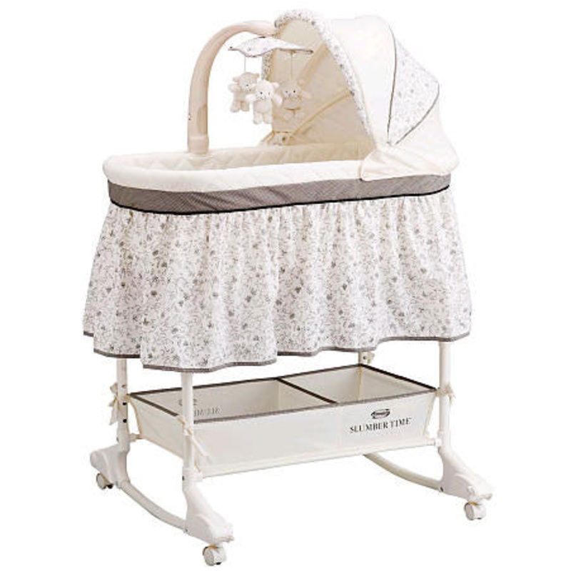 Simmons Adjustable Height Bassinet – Black Toile