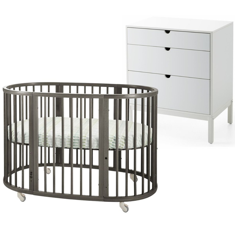 Stokke Sleepi Crib + Home Dresser Bundle – Hazy Grey / White