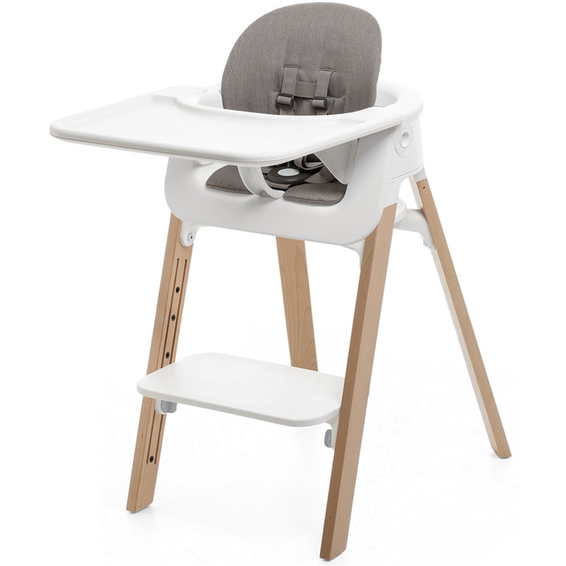 Stokke Steps Complete High Chair with Cushion – White/Natural/Greige