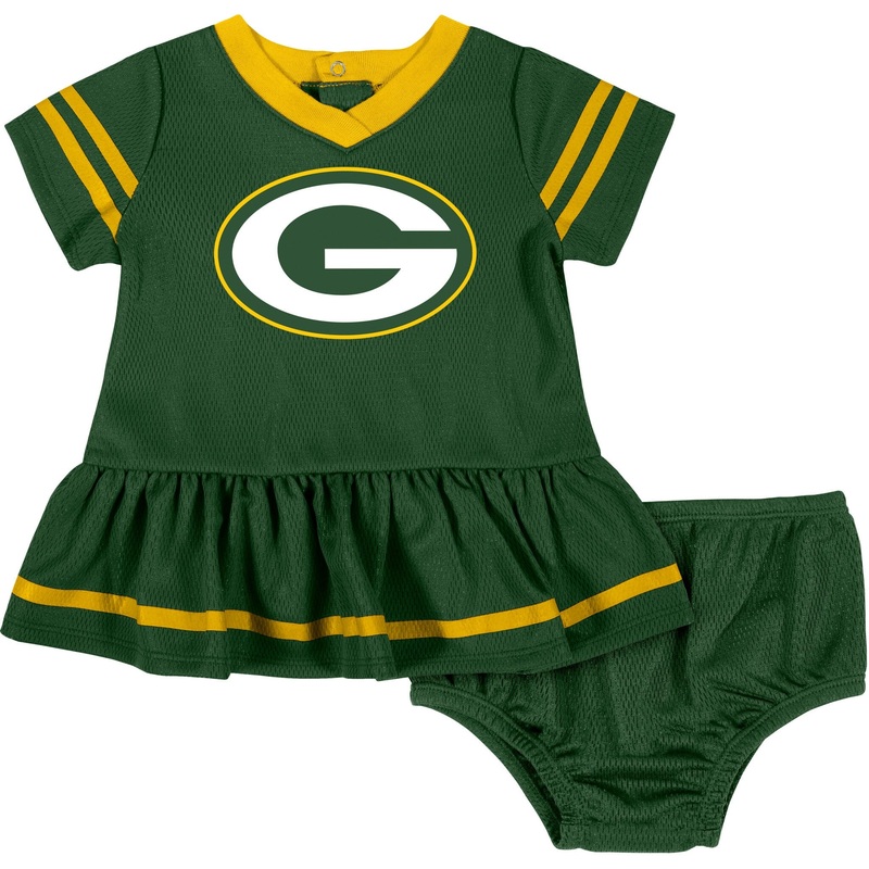 Baby Girls Green Bay Packers Cheerleader Dress and Diaper Cover Set