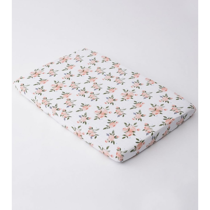 Little Unicorn Cotton Muslin Mini Crib Sheet – Watercolor Roses