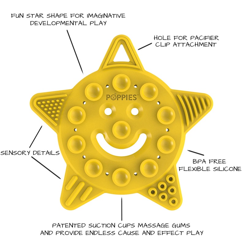 Poppies SMILEY the Star Teether – Cool Grey