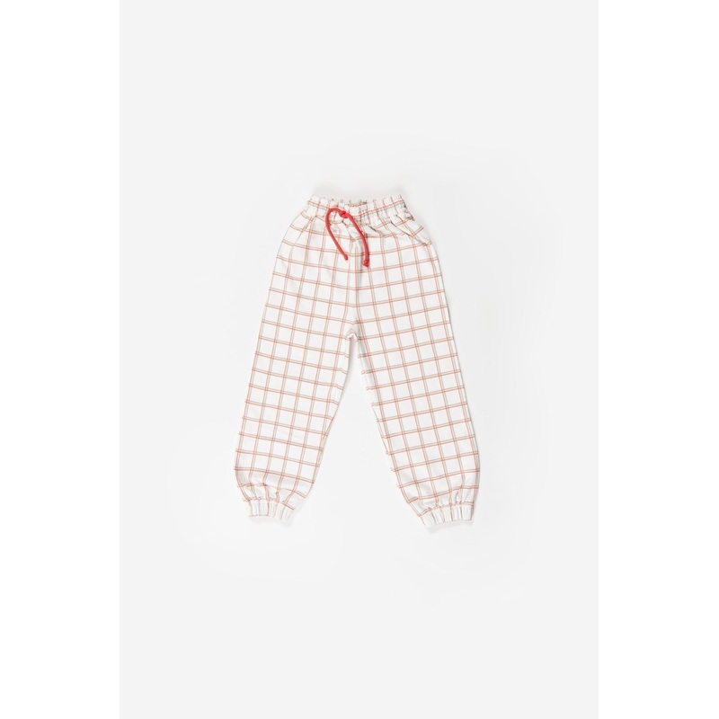 Terry Track Pants – Grid Print
