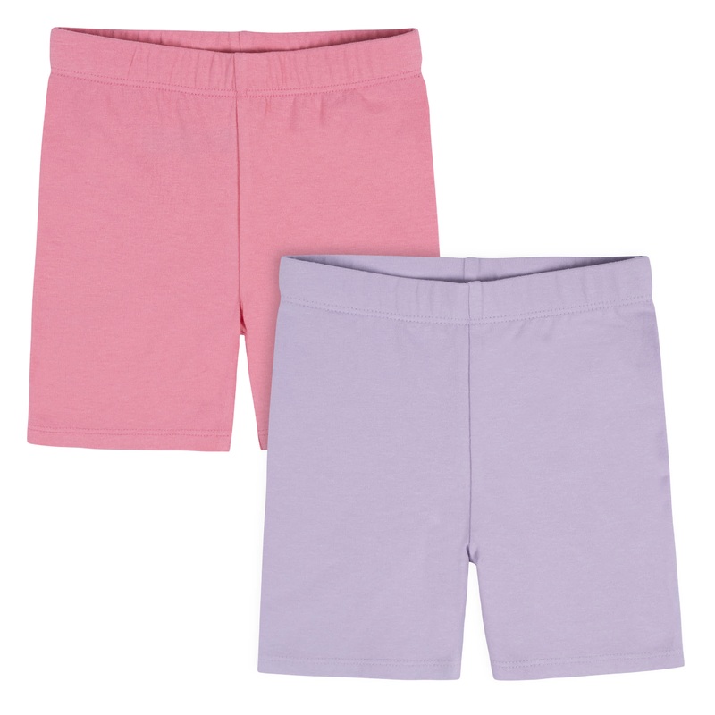 2-Pack Infant Girls Pink & Purple Pull-On Bike Shorts