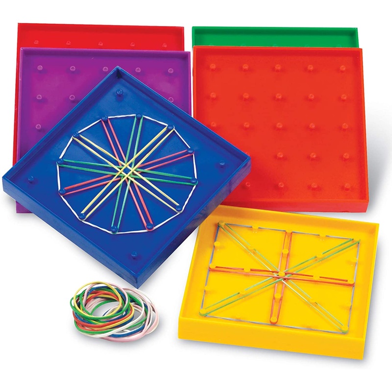 5-Inch Double-Sided Assorted Geoboard Shapes, Set of 6 Boards, Multi-color