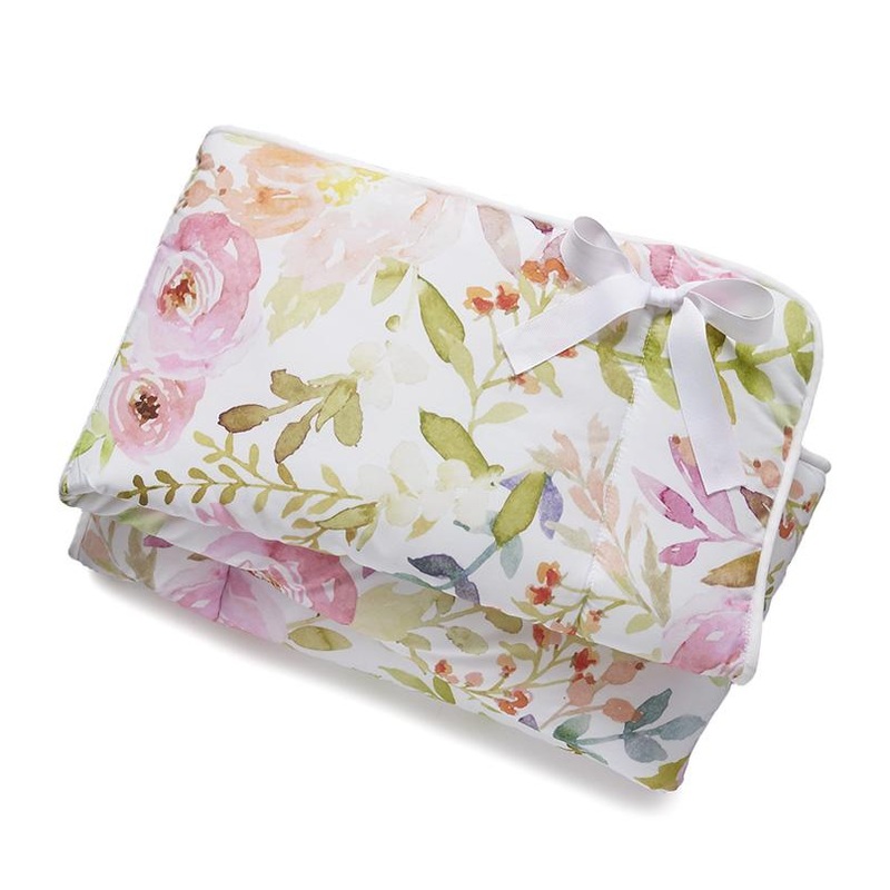 Liz & Roo Blush Watercolor Floral Rail Cover (No Bow)