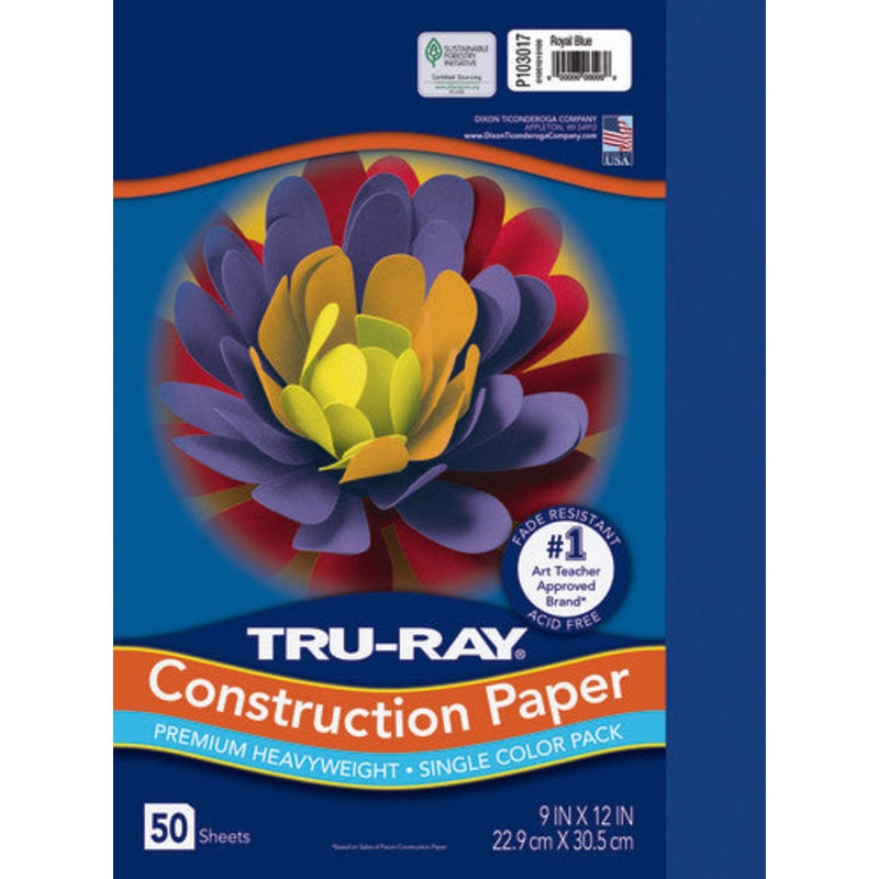 Tru-Ray Fade-Resistant Construction Paper, 9″ x 12″, Royal Blue