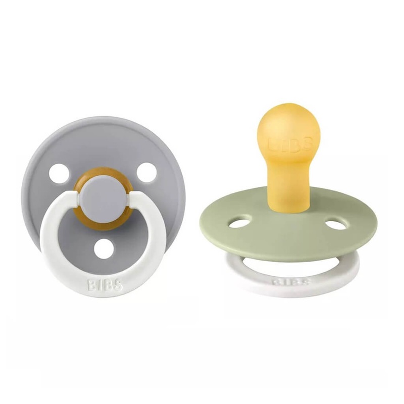 Bibs Natural Rubber Glow in the Dark Pacifier 2 Pack Sage/Cloud