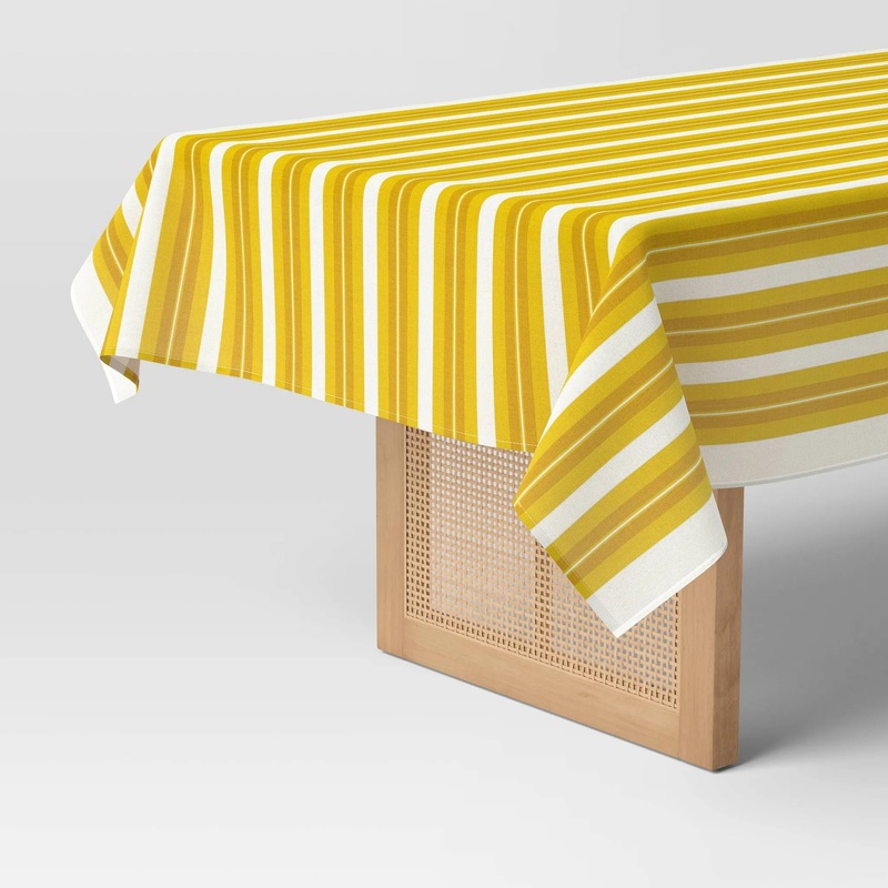 Coastal Yellow Striped Tablecloth