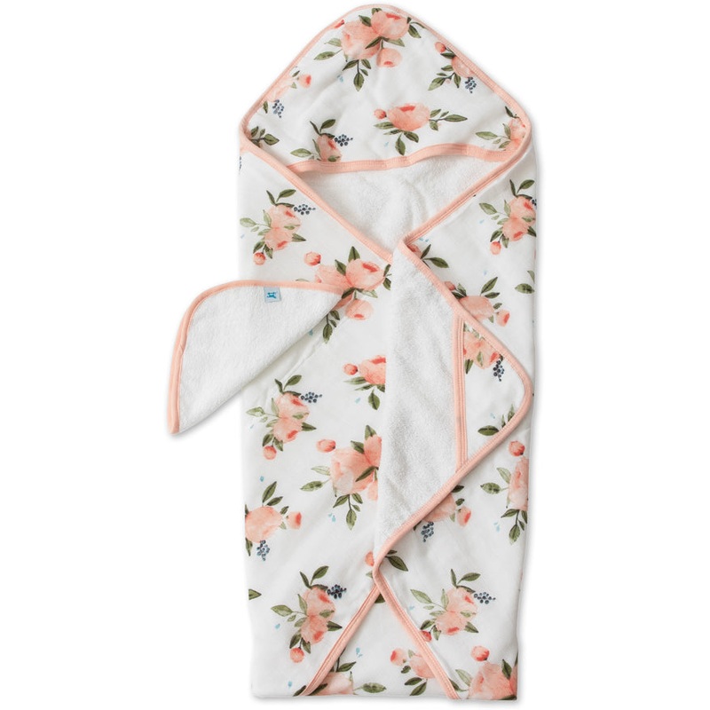 Little Unicorn Cotton Hooded Towel & Washcloth – Watercolor Roses
