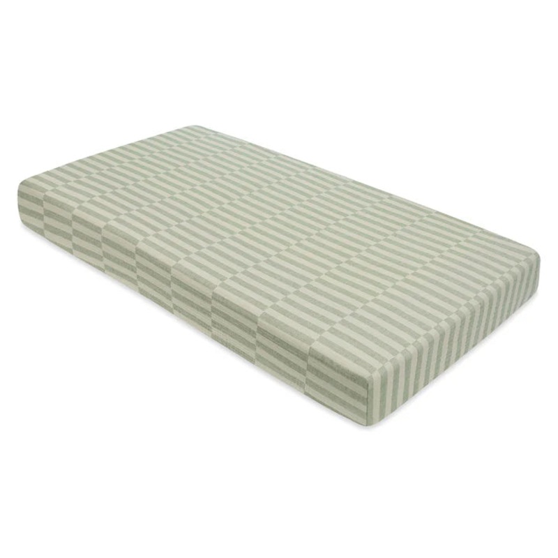 Muslin Crib Sheet- Moss Stripe