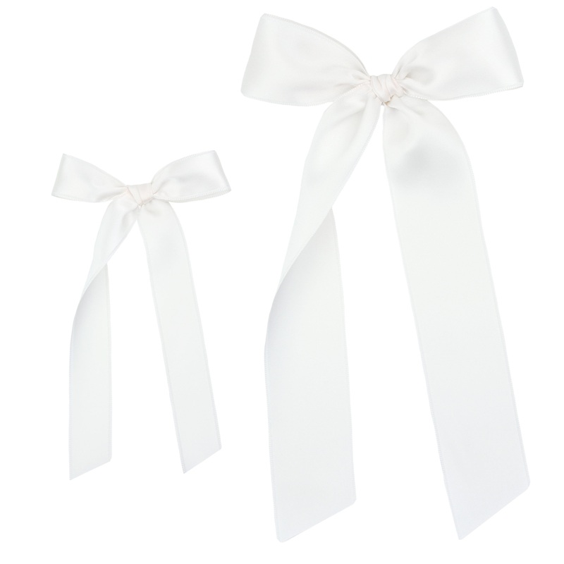 Satin Bow – White Sash Clip