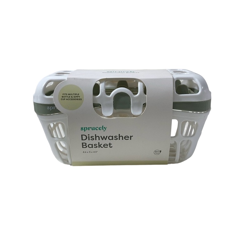 Sprucely Dishwasher Basket, White/Sage