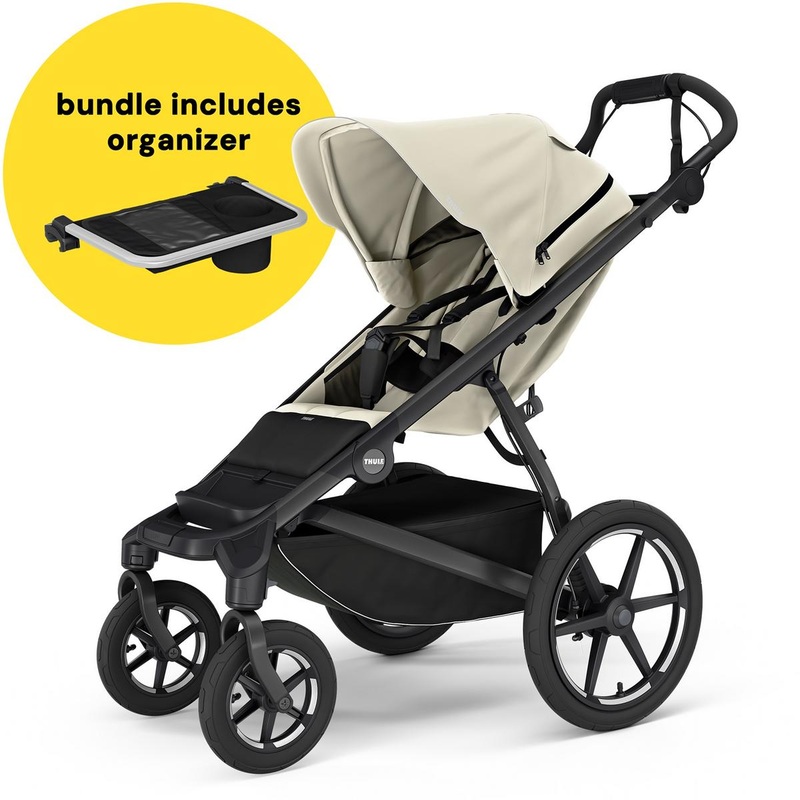 Thule Urban Glide 4-Wheel All-Terrain Stroller + Organizer Bundle – Soft Beige