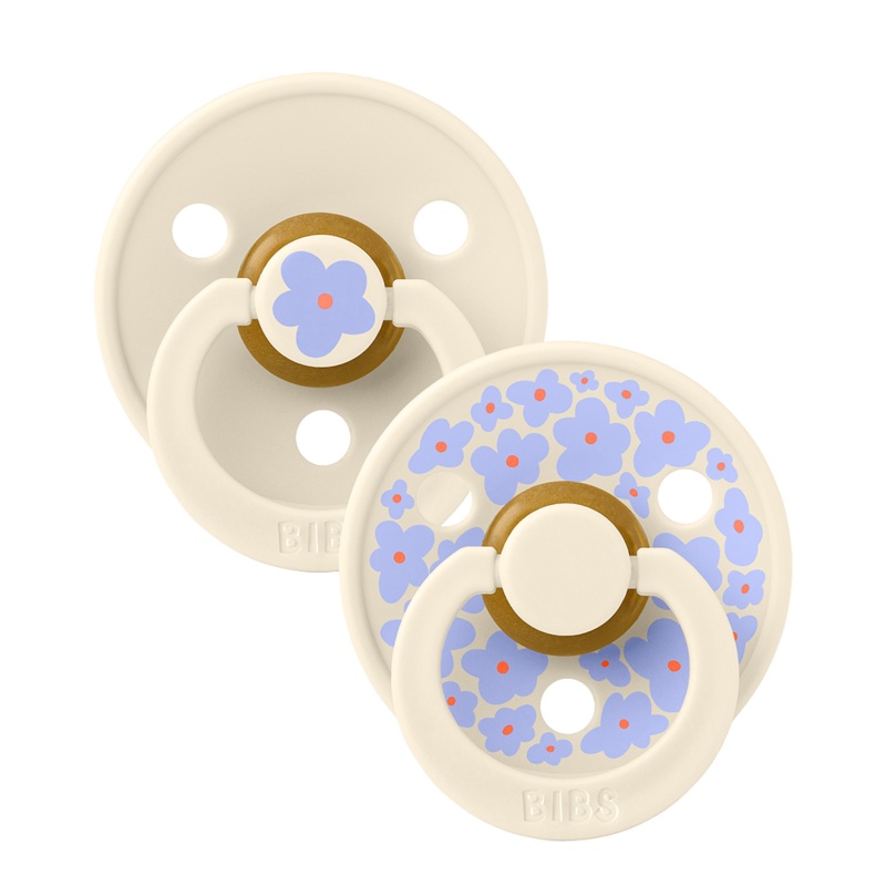 BIBS Pacifier  2 Pack (Jasmine Latex, Size 2, Ivory Mix)