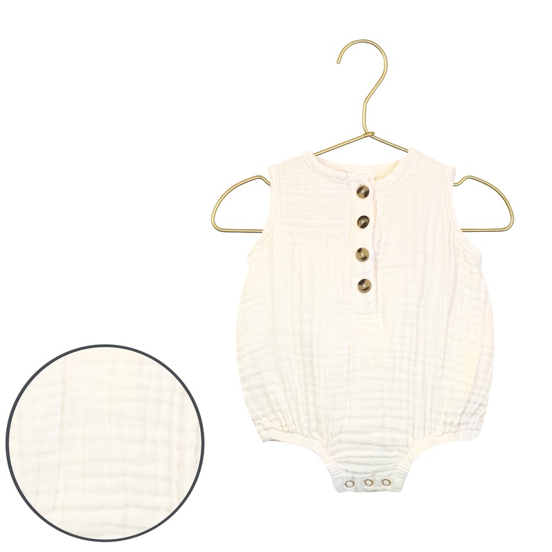 Cloud Muslin Bubble Romper – Cream