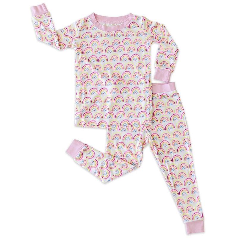 Little Sleepies Two-Piece Bamboo Viscose Pajama Set – Pastel Rainbows, 18 – 24 months