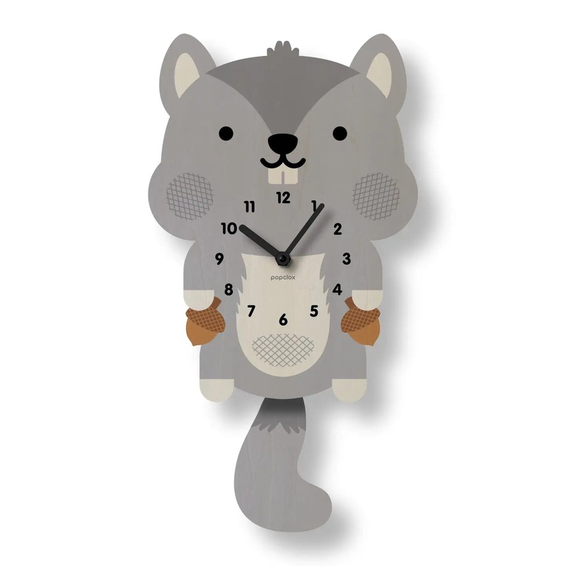 Popclox Squirrel Pendulum Clock – Wood