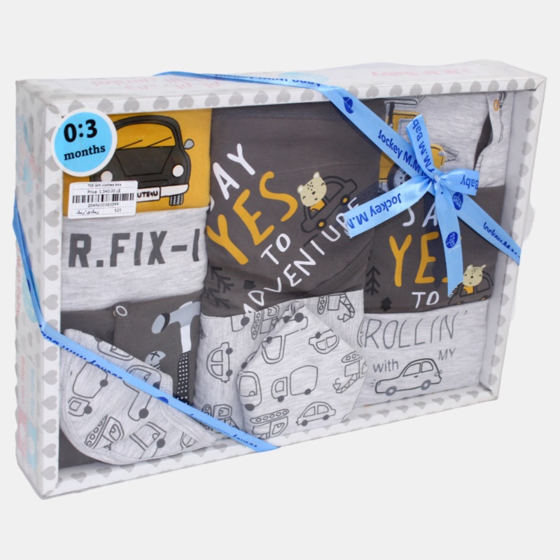 “Rollin’ with my Daddy” Baby Boys’ Cotton Gift Box – 10 Pcs (0-3m)